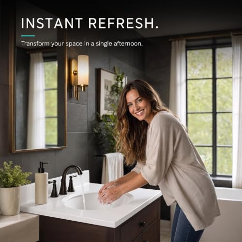 Image of Fine Fixtures Cultured Marble Composite Bathroom Sink Top - Fits Standard 24 inch Vanity | Elegant and Durable Bathroom Sinks for Modern Homes - Upgrade Your Space - Perfect for Any Bathroom Design