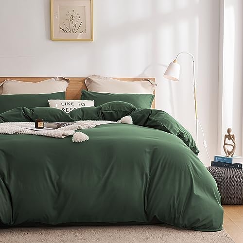 KINMEROOM Olive Green Duvet Cover Full Size- Soft & Breathable Bedding Duvet Cover Set with Zipper Closure-1 Duvet Cover and 1 Pillow Sham(80 * 90",Olive Green)