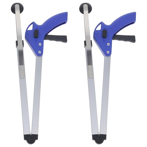 IMIKEYA Pinzas Plegables de Aleación de Aluminio Azul para Recoger Basura Herramienta Asistente para Alcance Recogedor de Basura Portátil 2 Piezas Uso Jardín y Exteriores