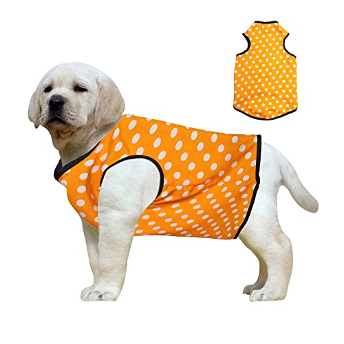 Western Era Funky Soft Cotton Dog T-Shirt | Comfortable & Breathable Dog Clothing | Sleeveless Vest Puppy Outfit (XXSmall – 10inches, Polka Orange) For Rs. 97 @ 67 %