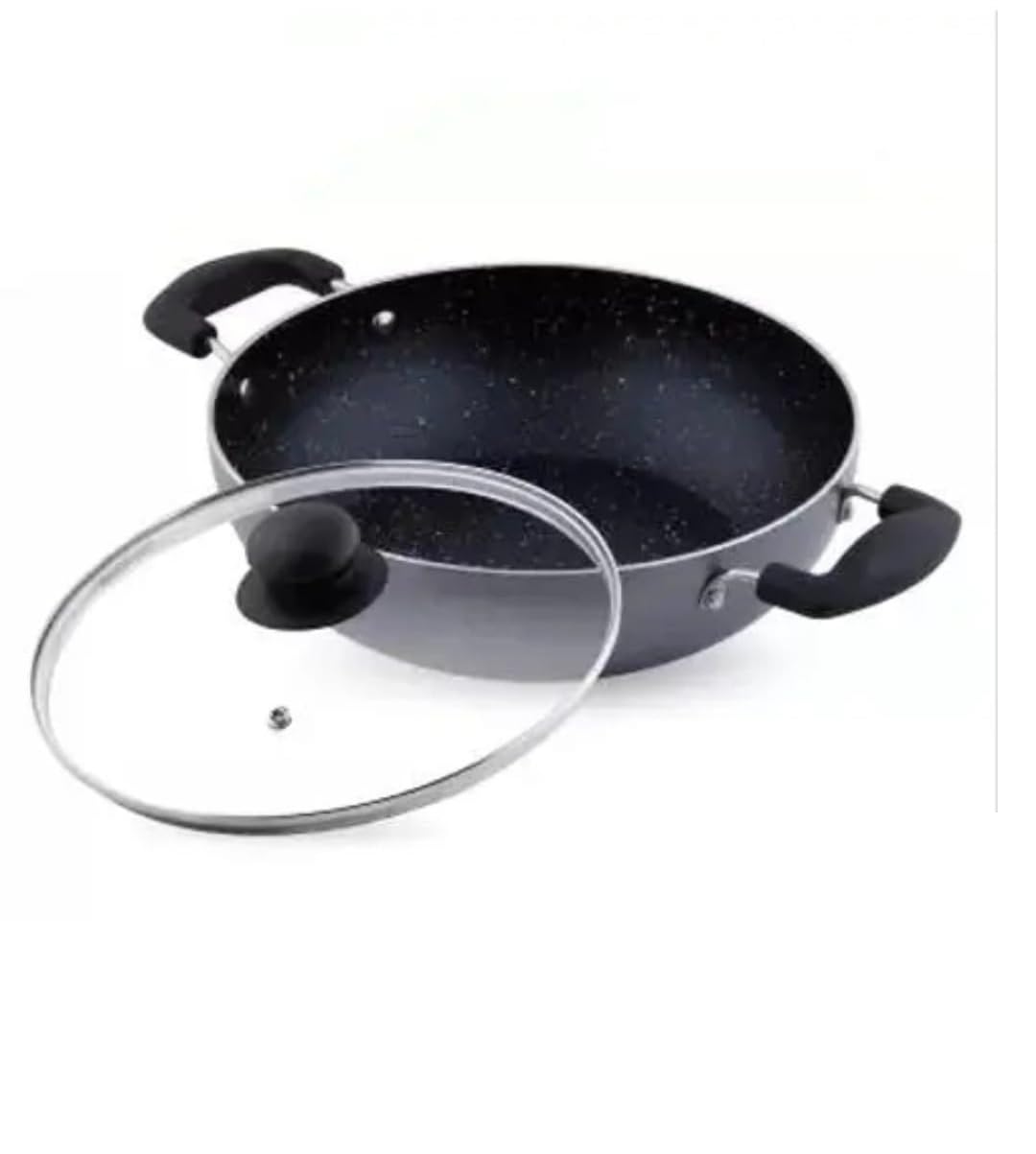 BLAL Non-Stick Kadai with Glass Lid, Aluminium, 24 cm, 2.45 Litre, Non-Stick Coating, Deep Frying, Grey-image-36