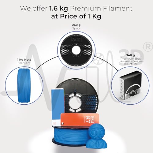 Image of NFIL3D 1KG Net Turbo Finish PLA+ Electric Blue 3D Printer Filament | Filaments for 3D Printer| 1.75mm| Accuracy + /- 0.015mm | 1000g 3D Filament, 250g Spool, 350g Packaging Weight (Total Weight 1.6KG)