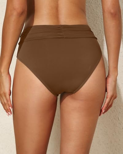 Image of Tempt Me Women Mid Rise Bikini Bottoms Full Coverage Swimsuit Ruched Scrunch Swim Bottom