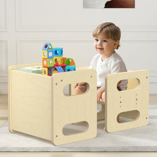 Yornoli Toddler Table and Chairs SetKids Children Table and Height-Adjustable Chair Sets Safe and Sturdy Ideal for Play Drawing and Eating Perfect for 1-3 Years Old Easy to Assemble BPA-Free