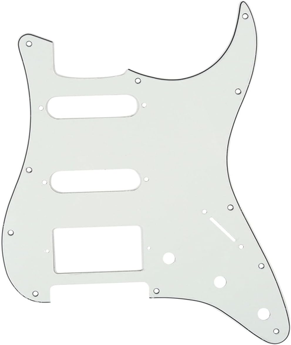Musiclily HSS 11 Holes Strat Electric Guitar Pickguard Scratch Plate Pick Guards for Fender US/Mexico Made Standard Stratocaster Modern Style Guitar Parts,3Ply Aged White