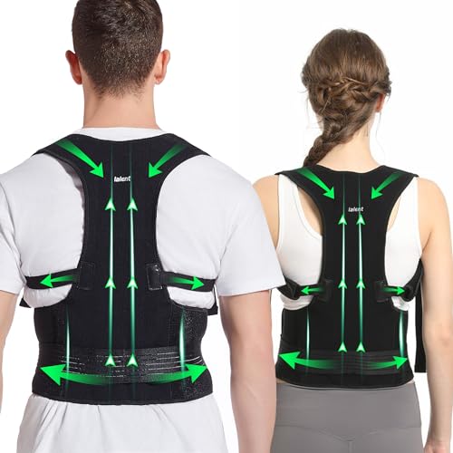 Lalent Back Support Brace Posture Corrector for Men and Women - Adjustable Upper Back Straightener Shoulder Lumbar Belt - Relief Pain in Neck Back and Shoulders (S)