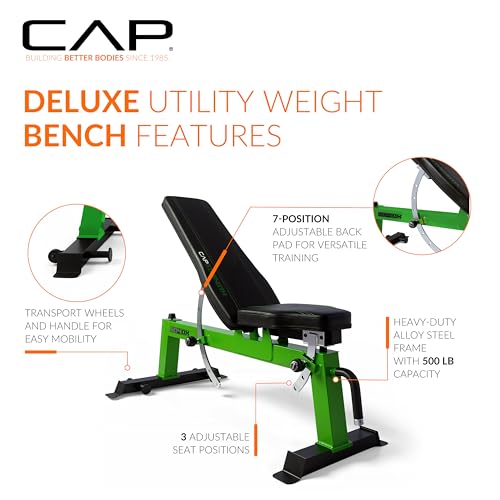 CAP Barbell Deluxe Utility Weight Bench, Green (FM-CS804DX-GR) image 3