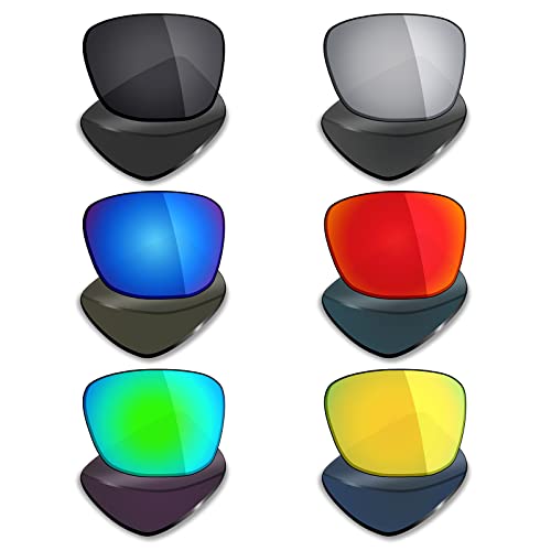 Image of Mryok 6 Pairs Polarized Replacement Lenses for Spy Optic Discord Sunglass - Stealth Black /Fire Red /Ice Blue /Silver Titanium /Emerald Green /24K Gold