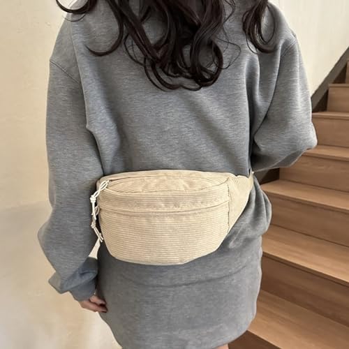BABYVIVA 2023 Gürteltasche für Damen, Cord-Bauchtasche, großes Fassungsvermögen, einfarbig, Gürteltasche, Brusttasche für Mädchen, vielseitige Umhängetasche (Khaki)