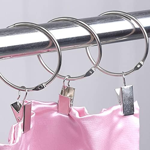 WYAN 24 Pack Large Metal Split ring/Binder Rings/Curtain Clip Ring with 24 spring-tension clips(Inner diameter 50mm)