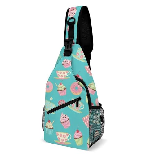 Sac de poitrine léger pour camping et randonnée au motif beignet gourmand