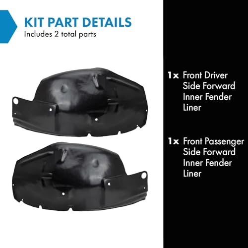 Image of TRQ Front Driver and Passenger Side Forward Inner Fender Liner Set Compatible with 2005-2009 Ford Mustang GT