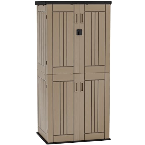 YITAHOME Outdoor Tall Storage Cabinet with 4 Shelves, Waterproof Resin