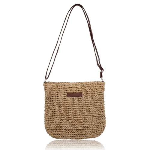 Straw Bag for Women Small Summer Beach Crossbody Bag Boho Handmade Weave Shoulder Handbags Purse for Vacation Travel