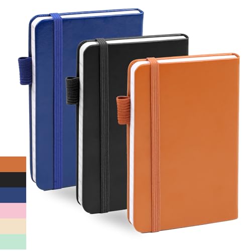 AZUREAL Small Notebook, 3 Pack Pocket Notebook, 3.5" x 5.5" Mini Notebook 72 Sheets/Book (Black, Blue, Brown)