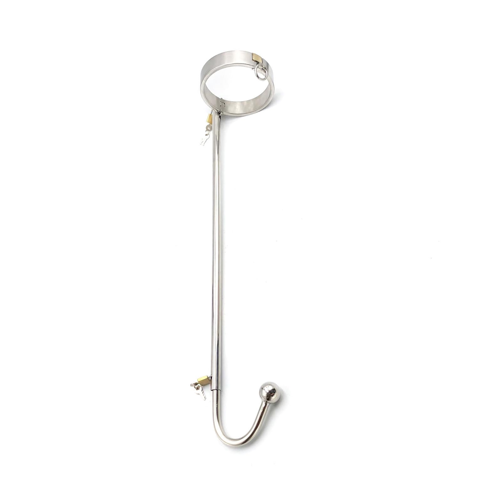 Collare/collare for collo con chiusura a chiave in acciaio inossidabile Bondage BDSM con perline a sfera con gancio anale regolabile Kit di restrizioni for dildo anale Giochi di restrizioni for