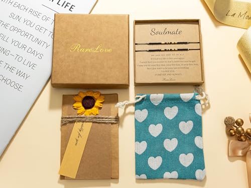 RareLove 2PCS Soulmate Matching Bracelets Morse Code Beaded Bracelet for Couples, Couples Bracelets for Him and Her,Black Gold Pony Seed Tiny Beads Friendship Valentines Day Gifts4