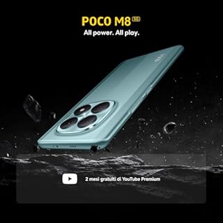 Xiaomi POCO M8 5G, Smartphone 8+256GB, Display AMOLED FIoW 6,77" 120Hz, Snapdragon® 6 Gen 3, Doppia fotocamera AI 50MP, Design curvo 3D da 7,35 mm, Nero, Garanzia 2 anni, Caricatore non incluso