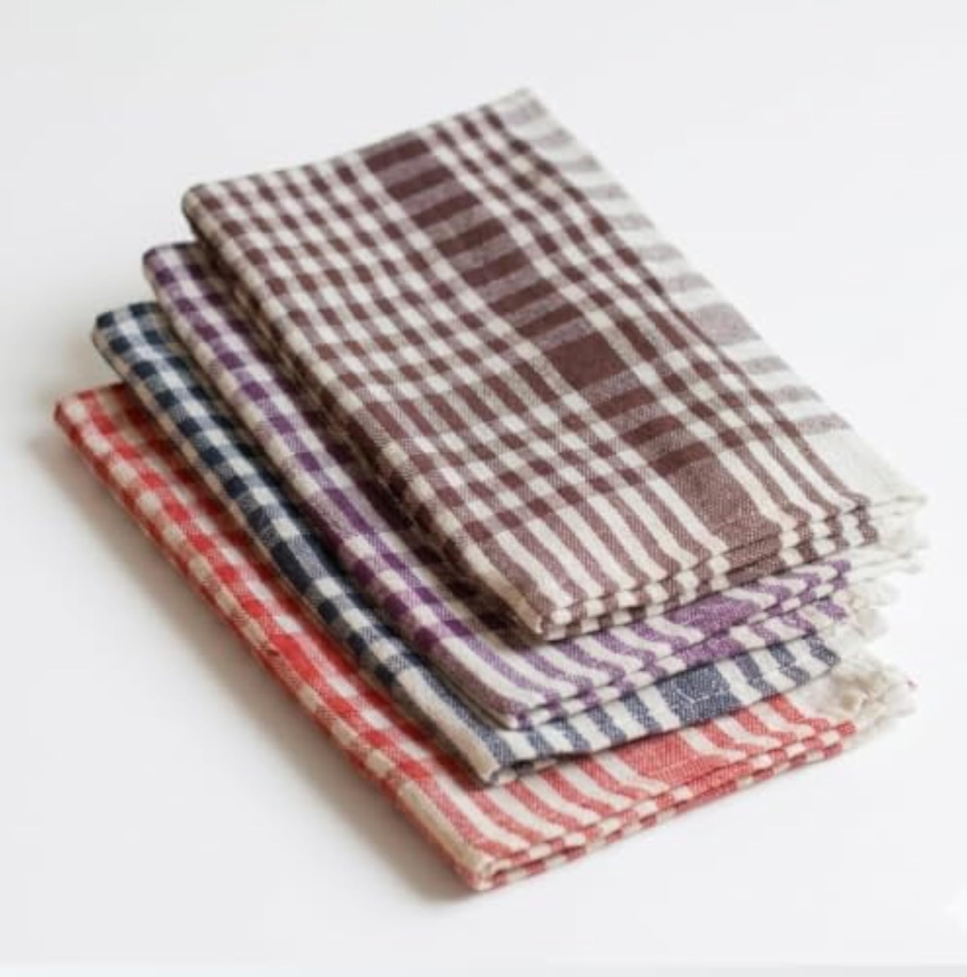 Checkered Kitchen & Floor Towels, Cotton, Pack of 4