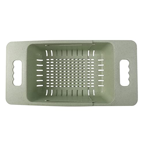 Sxmrmnx Cesta de almacenamiento ajustable con estante retráctil para fregadero, cesta de almacenamiento hueca para cocina, frutas, verduras, organizador para el hogar