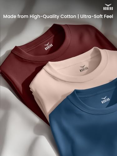 Image of Nobero 100% Cotton Tshirts for Men Combo Pack of 3 | Regular Fit Round Neck Half Sleeve