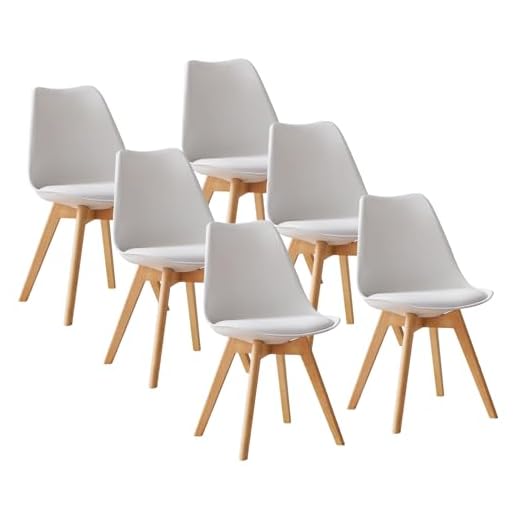 BOLLI Chaises de Salle à Manger Scandinave Lot de 6, Chaise de Cuisine, Idéal pour Salle à Manger, Salon, Chambre à Coucher (Tulipe, Blanc), 48.5cm x 42cm x 81cm