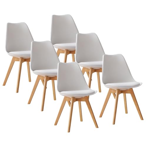 BOLLI Chaises Scandinave - Lot de 6 - Blanc