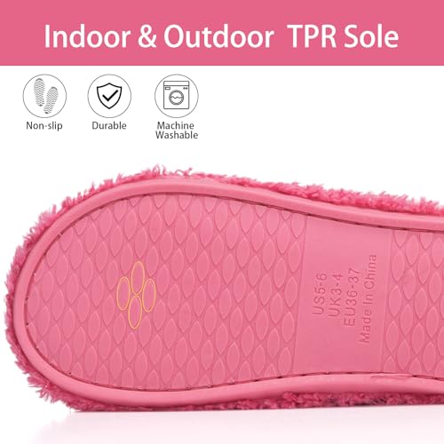Image of GOEWY Fuzzy Open Toe Slippers for Women Indoor Cozy Memory Foam Slip On House Slides Shoes Gifts for Womens Her Mom