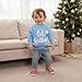 Newborn Baby Boy Knit Sweater Outfit Little Lil Brother Long Sleeve Letter Embroidery Top Sweatshirt Infant Fall Clothes (Light Blue, 0-3 Months)