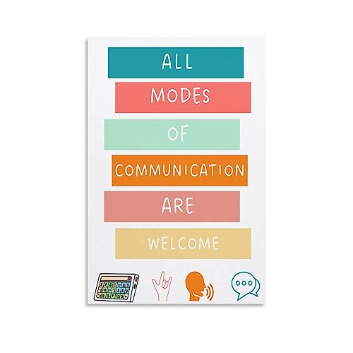 JOINCCI All Communication Is Welcome Poster Speech Therapy Decor Aac Decor Poster Decorative Metal Tin Sign Wall Art Posters for Room Aesthetic 8x12inch