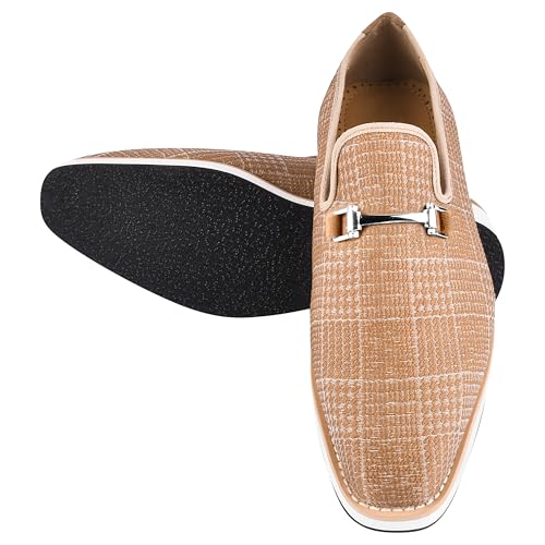 Image of LIBERTYZENO Mens Tuxedo Canvas Textile and Suede Leather Noble Loafers and Slip On Wedding Party Shoes for Easter Gift