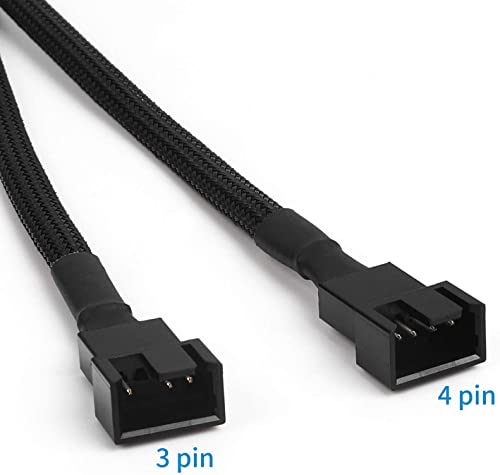 Aypzuke 3 Pack PC PWM Fan Splitte Cable Computer Fan Splitter Cable 1 to 2 (4 Pin+3 Pin), Black, 2.6 inches - Image 3