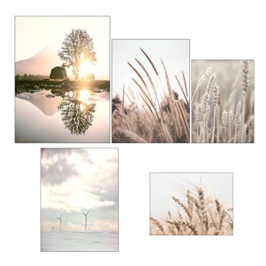 KINHARD Cuadros Decorativos, 5 Cuadros de Paisaje de tiro Real en Diferentes Tamaños, Impresión HD en Lienzo, no se Desvanecerá, Para Decoración de Salón, Decoración de Dormitorio