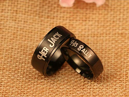 6mm His Sally Black Stainless Steel Romantic Women Ring Promise Anniversary Engagement Wedding Band (Her Size 8)4
