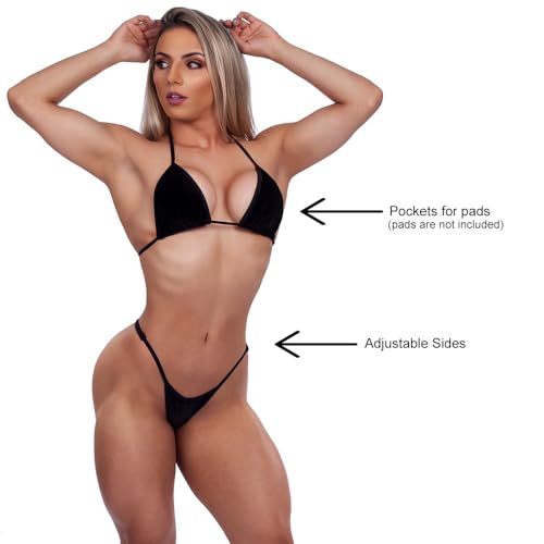 Velvet Posing Practice Bikini with Adjustable Sides for Comfort During prep. Black2
