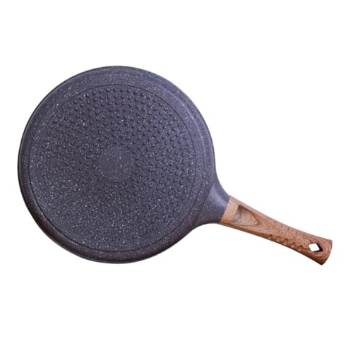 UTHCLO ノンスティック加工平底フライパン 家用木製ハンドル付き ガス 対応 オムレツ パンケーキ調理に たこ焼き 魚料理も簡単
