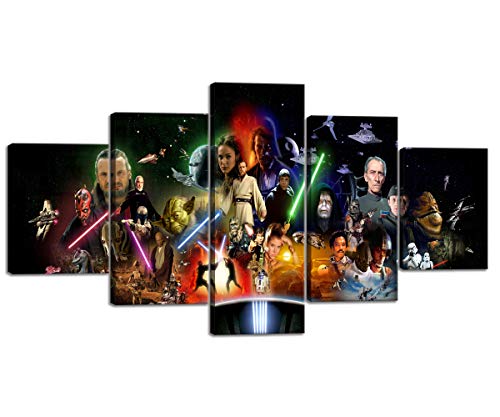 Framed 5 Piece Stormtrooper Star Wars Movie Canvas Painting for Living Room Home Decor Canvas Art Wall HD Printed Ready to Hang (60" Wx32 H)