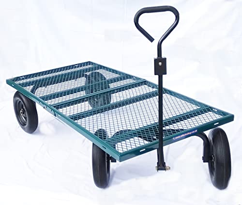 OT UK Huge Garden Trolley, Enormous Platform, Towable, Very Tough 550 kg Capacity.Tall Removable Sides. Puncture Proof Tyres. OT2005W6