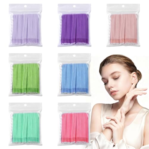 700 Pcs Micro Brushes Set Micro Applicator Brushes Microbrushes Lip Brush for Lipstick Eyelash Eyebrow Nail Art Dental Care Lip Wands Concealer Lashes Makeup Applicators(7 Colors/3.74)