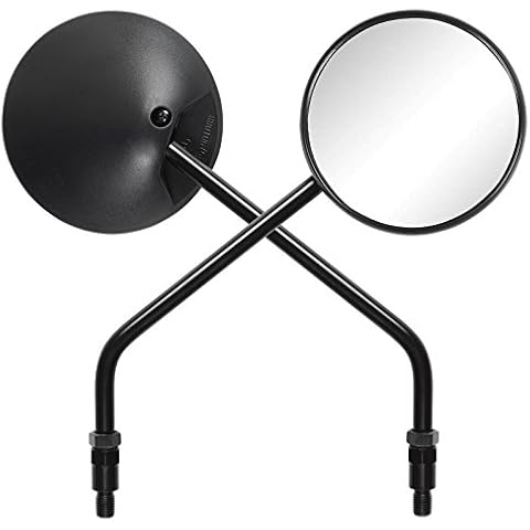 Ryde Black Round Motorcycle Mirrors with Adjustable Head - 10mm/M10 - Pair Cover