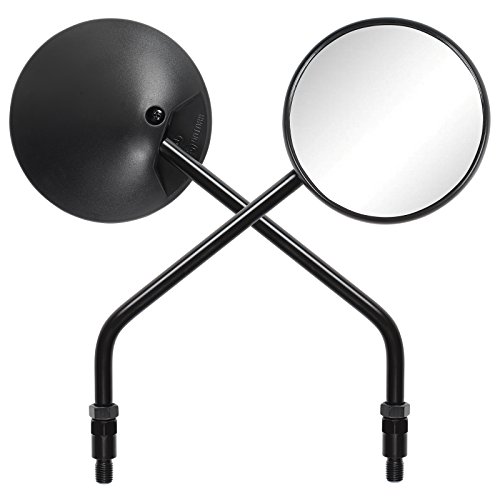 Ryde Black Round Motorcycle Mirrors with Adjustable Head - 10mm/M10 -...