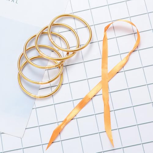 ATIMIGO Bowknot Jelly Bangle Bracelets Set Lightweight Cute Glitter Filled Stack Silicone Party Bracelets for Women2