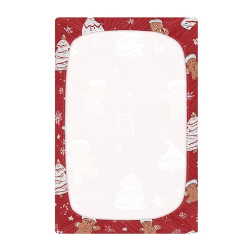 Image of Crib Sheet Breathable Soft Crib Mattress Sheet for Baby Toddler Boys Girls Fitted Crib Sheet Fit Standard Crib Mattress 39 x 27 Inch Gingerbread Christmas Tree Red
