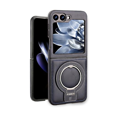 Étui Samsung Z Flip 6 en cuir bleu pour vos déplacements et appels vidéo