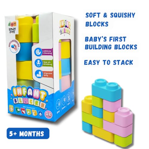 Image of Zephyr Learning Steps - Infant Blocks-1, Montessori Toys for Babies, Early Development, Soft Building Blocks, Block Sets, Colors and Counting, Premium Blocks, Stack Toy, Toddler Block Toys, 12 Pieces