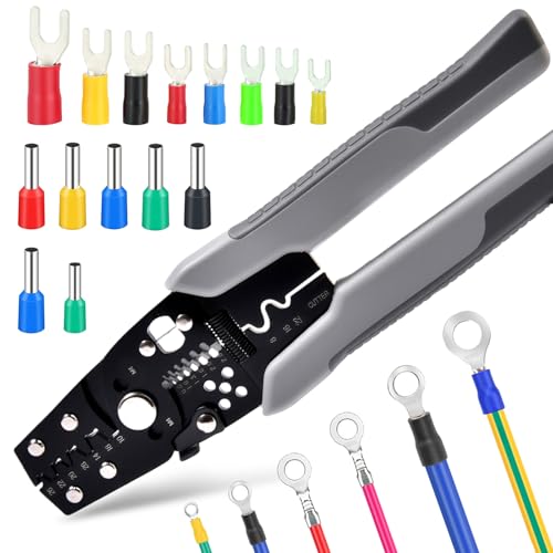SPEEDWOX Wire Crimper Tool with Stripper Cutter Crimping Pliers Terminal Pliers for Insulated Electrical Connectors Electrical Crimping Tool Multifunctional Cutting Stripping