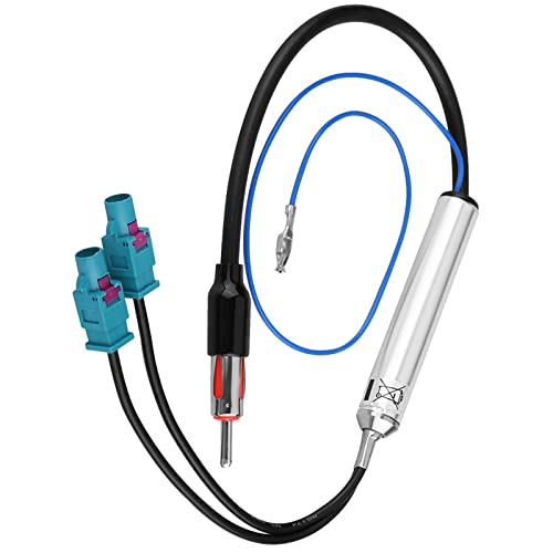 Yinhing Adaptador de Antena Aérea Estéreo para Radio de Coche FAKRA a Cable DIN Macho con Amplificador para