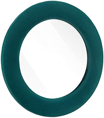Navaris Round Wall Mirror with Velvet Frame 30 cm (11.8") - Wall-Mounted Circle Mirror to Hang in Bedroom Hall Living Room Study Office - Dark Green
