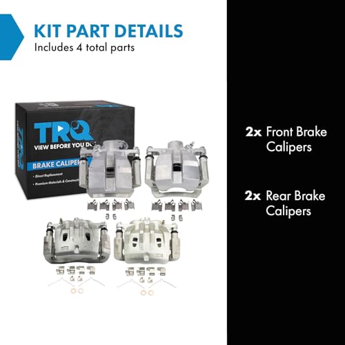 Image of TRQ Front and Rear Brake Caliper Set Zinc Coated Brackets Compatible with 2010-2012 Lexus RX350 2012-2014 RX450h