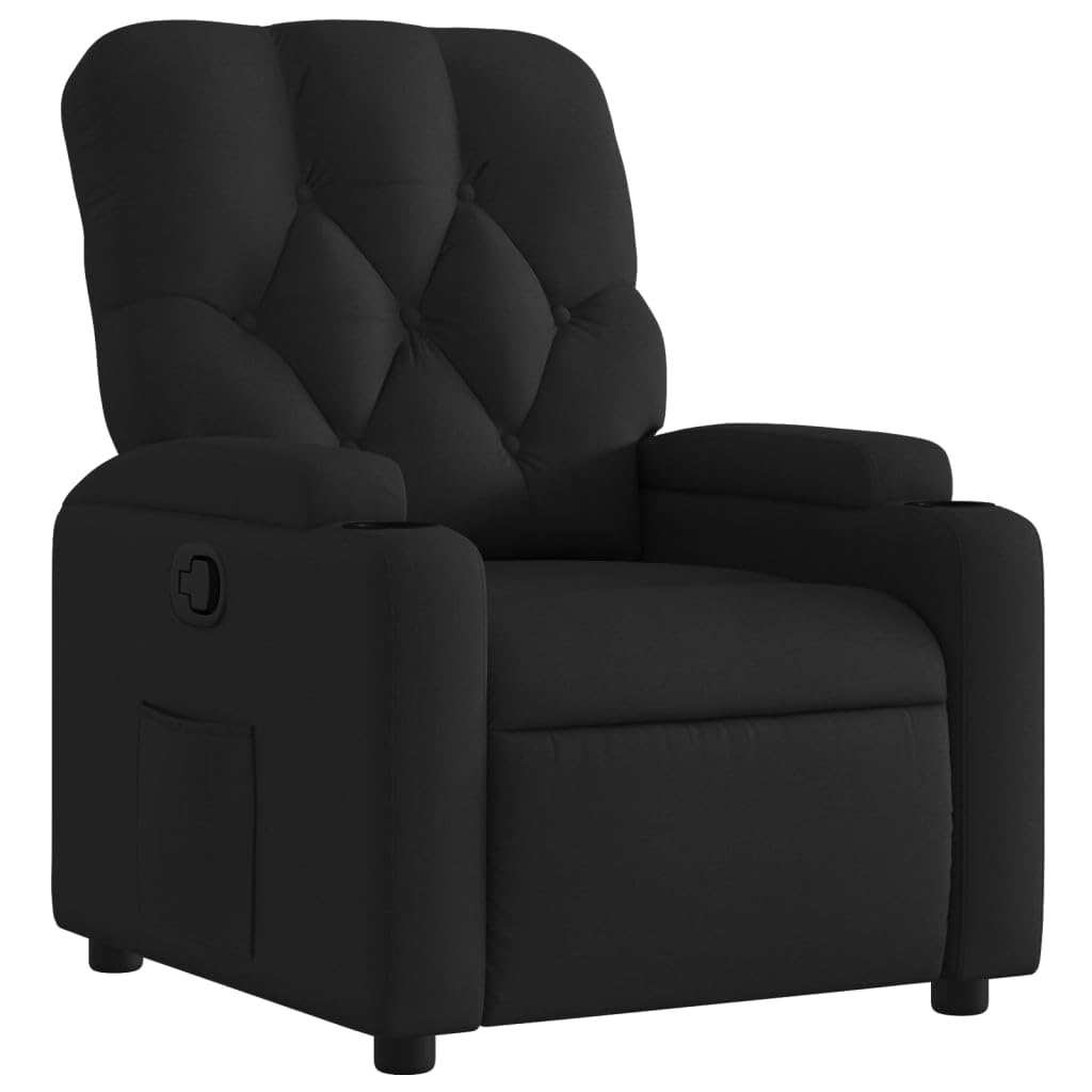 Gecheer Poltrona Relax Reclinabile, Funzione di Reclinazione Manuale, 74x86,5x93,5 cm, in Tessuto Nero, con Poggiapiedi, for Salotto